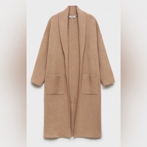 MANGO Ringo Open Neck Coat in Camel. Size S/M